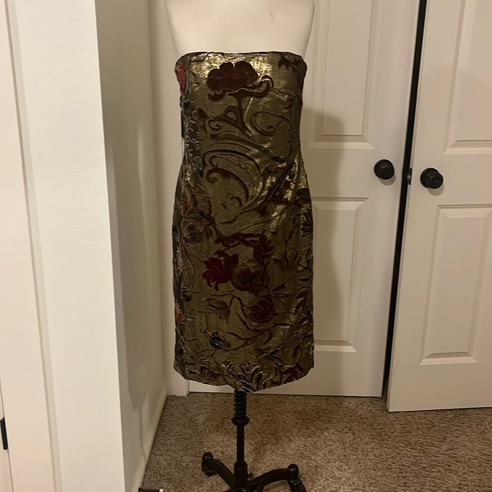 Carrera vintage gold and velvet Oscar de la Renta dress sleeveless size 6